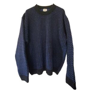 Vintage LLBEAN NORWEGIAN BIRDSEYE SWEATER XL Black And Blue